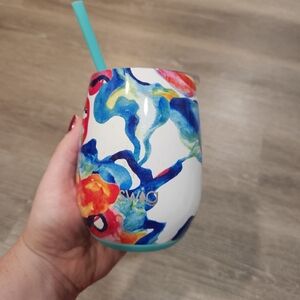 Swig Stemless Wine Cup - 14 oz color swirl Colorful Swig Tumbler with Straw